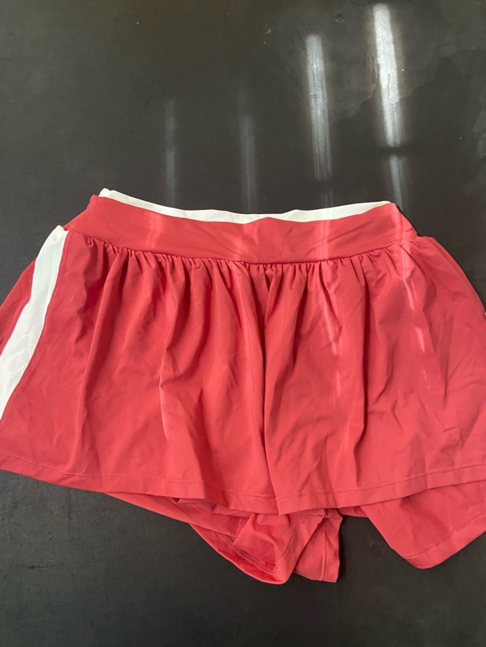 Coral Athletic Short with White Trim